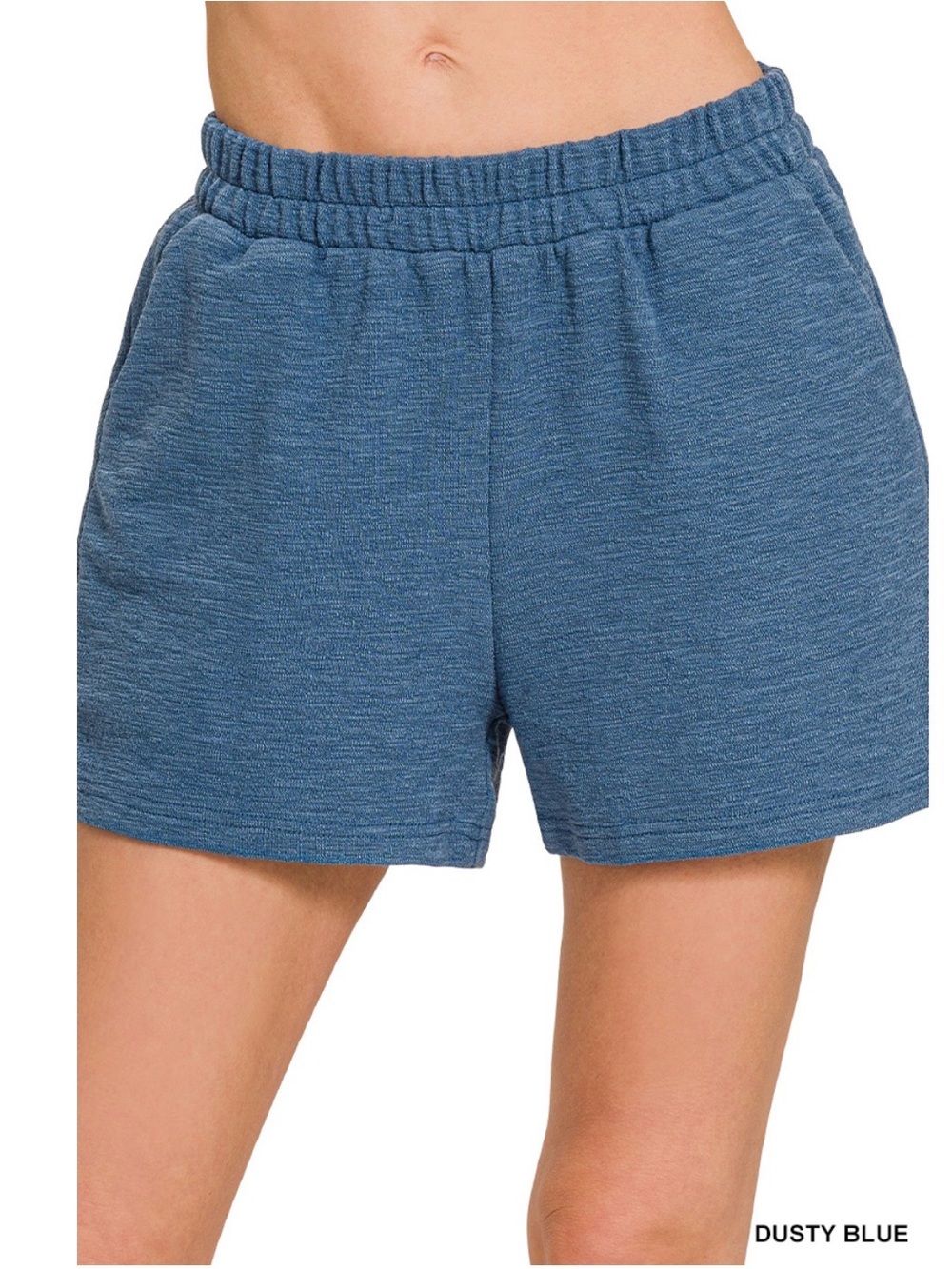 Zenana Outfitters Dusty Blue Athletic Pull-On Shorts